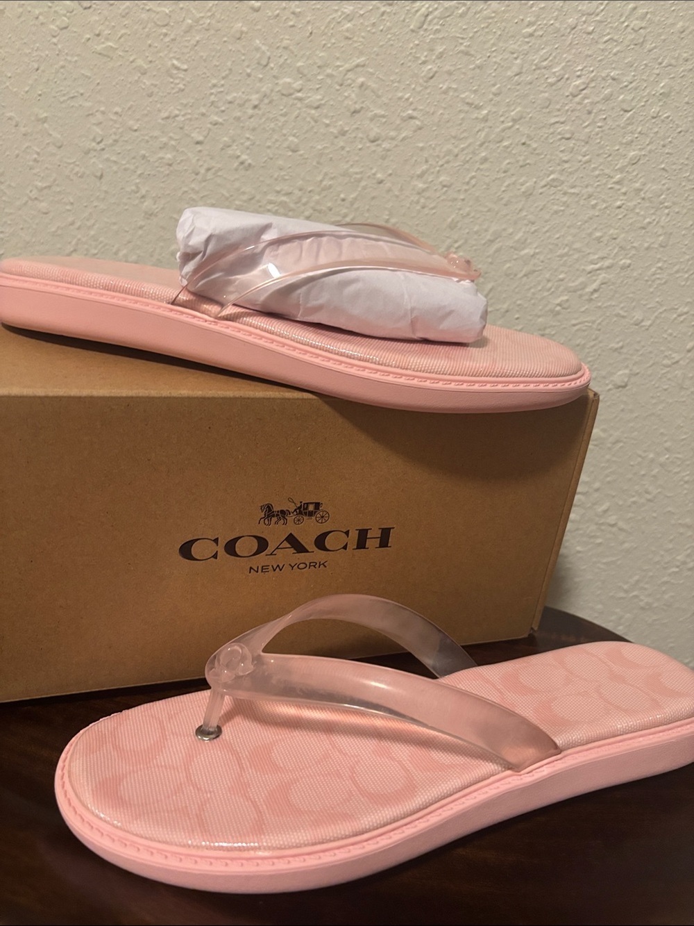 Coach Pink Jelly Strap Flip Flop Sandals - Women's